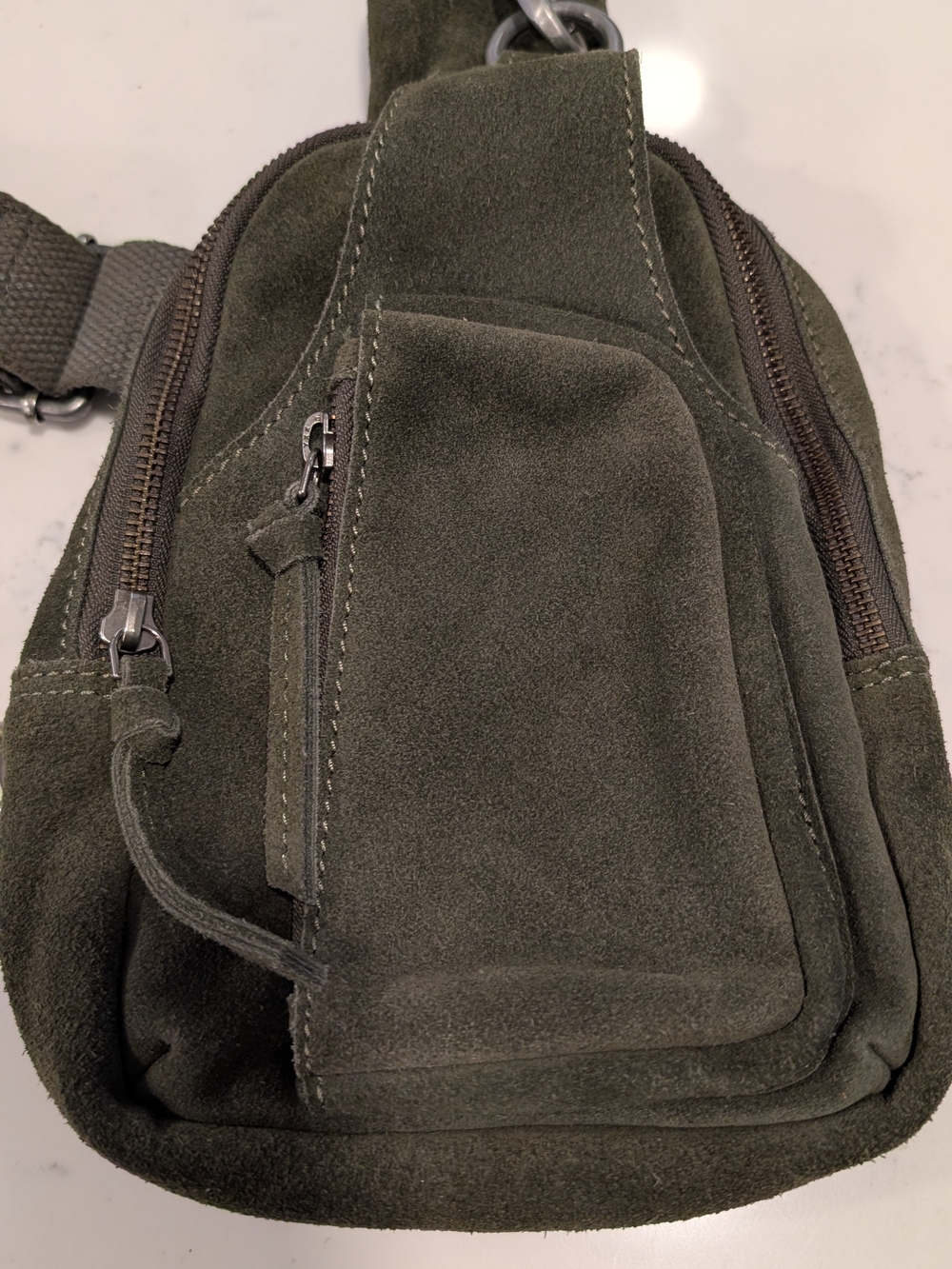 Free People Olive Green Suede Crossbody Sling Bag - Picture 2 of 7